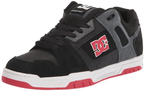 DC Men's Stag Skate Shoe Black/RED/Grey 11.5