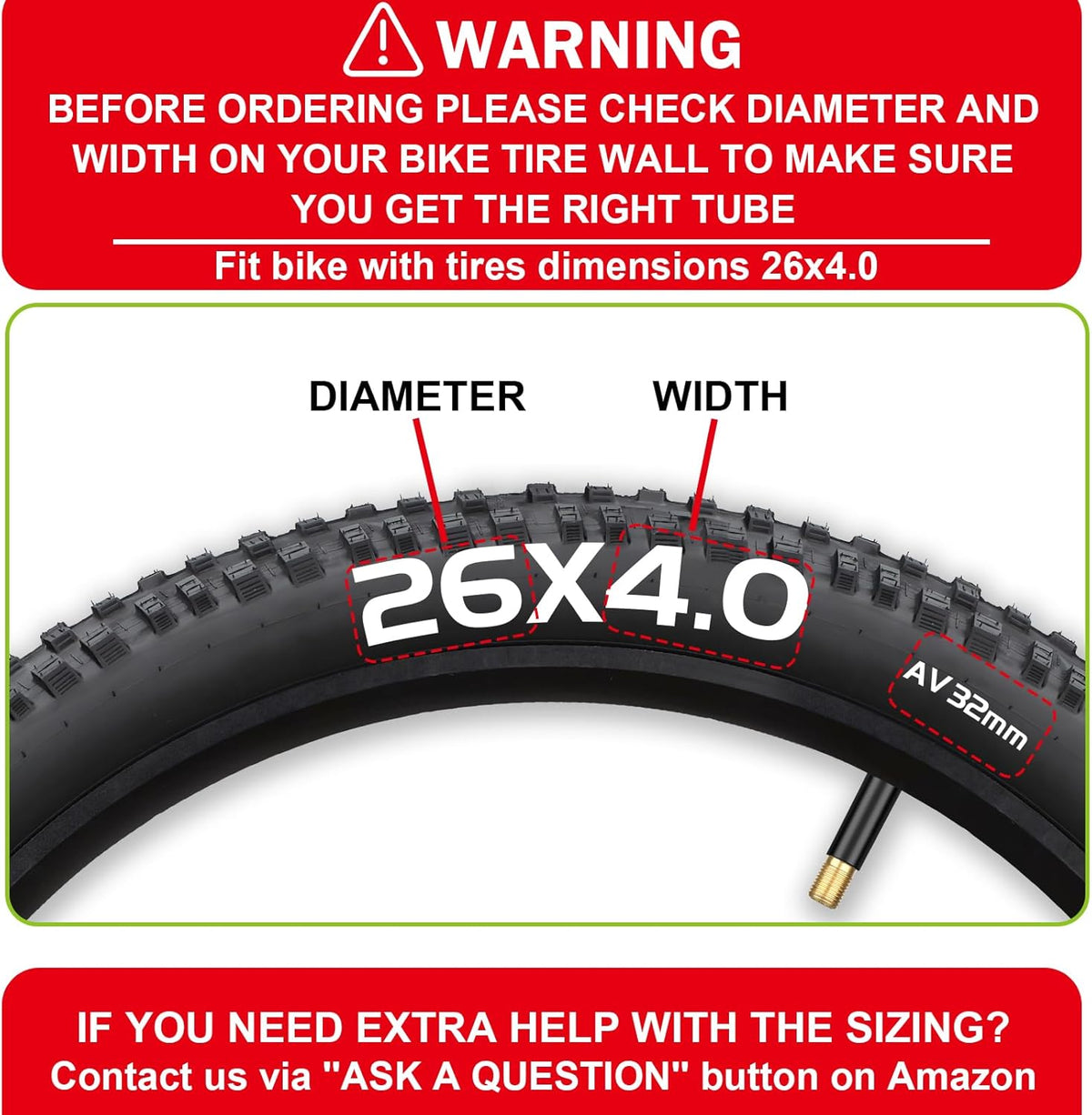 Skiennix Fat Tire Tubes - 20"/26" E-Bike Bicycle Tubes with AV 32mm Schrader Valve & Tire Levers | 2/4 Pack