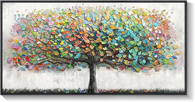 Large Framed Tree of Life Colorful Wall Art, Modern Canvas Prints Paintings