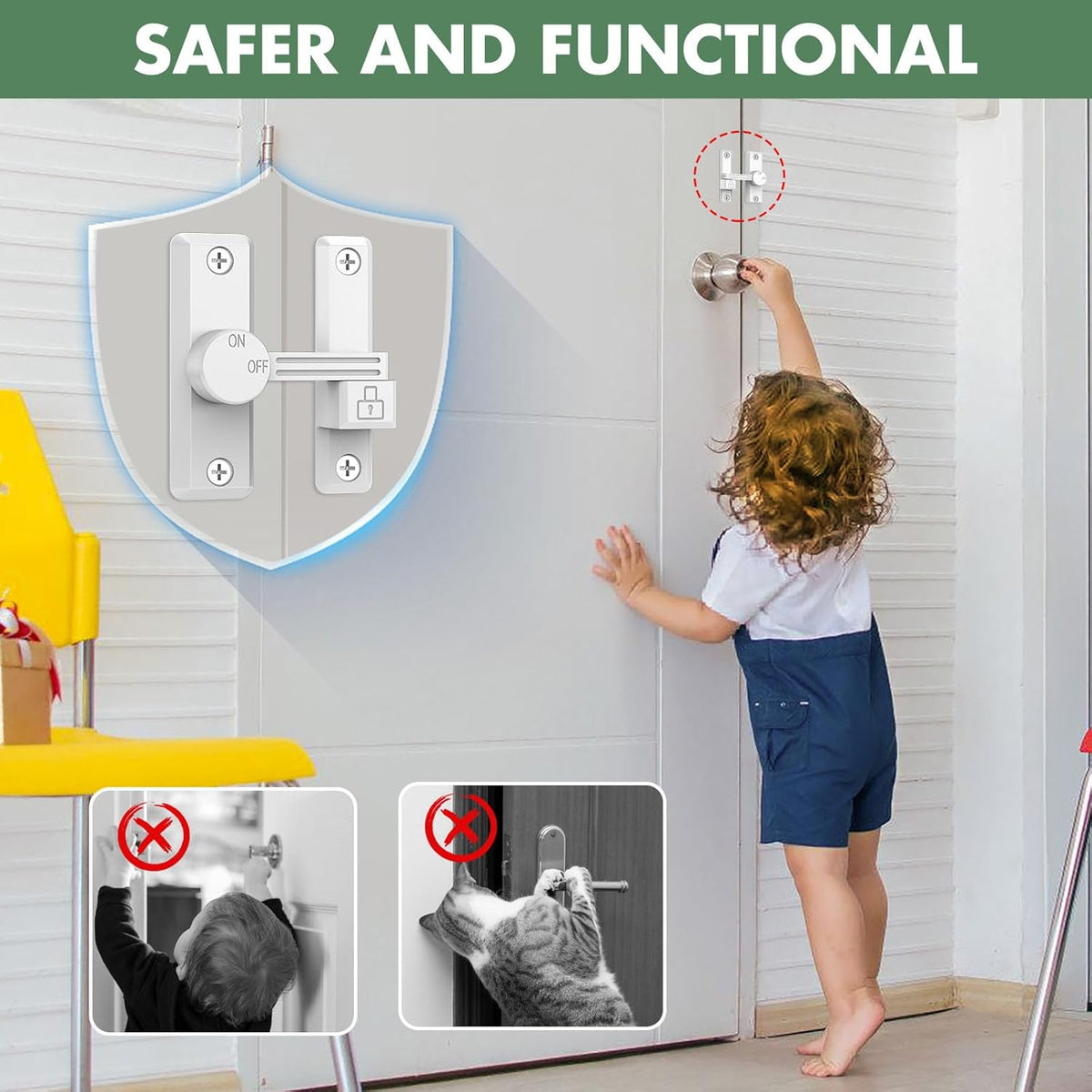 Barn Door Lock Latch, 90/180 Degree Flip Sliding Door Latch for Garage, Bedroom, Cabinet, Sturdy Zinc Alloy Security 90 Degree Lock (White-1 Pc)