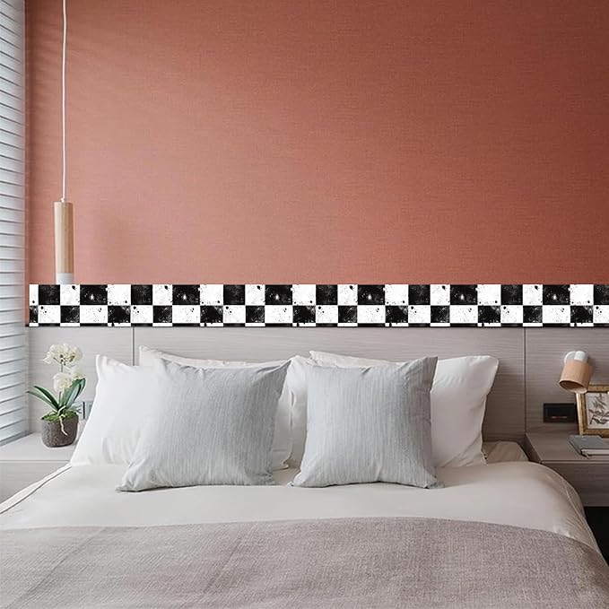 HOMETITUTE Wallpaper Border Peel and Stick Wall Border 4x196 Inch Grunge Black