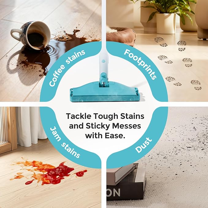 Steam Mops for Floor Cleaning,All-in-One Steam Cleaner for Home with 2 Levels Steam Mode,350ML Tank,23FT Cord, Detachable Handheld Steam Cleaner for Tile,Grout,Furniture,Carpet,Grill,Wall