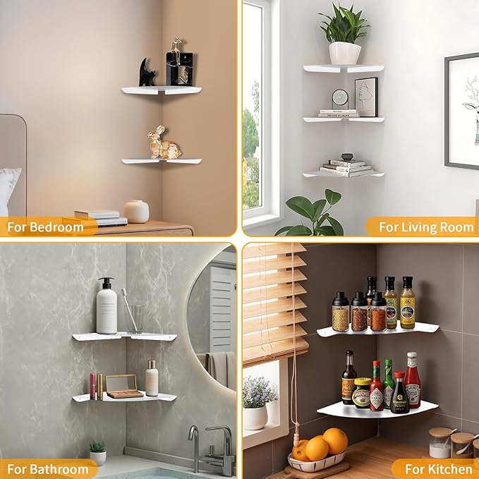 Corner Shelf Wall Mount, Floating Corner Shelves, Corner withs Wire Hole
