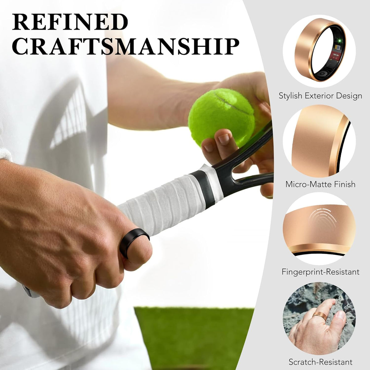 Smart Health Ring 2.0 - Slim Fitness Tracker for Heart, Blood Oxygen & Sleep Monitoring | Waterproof Silver