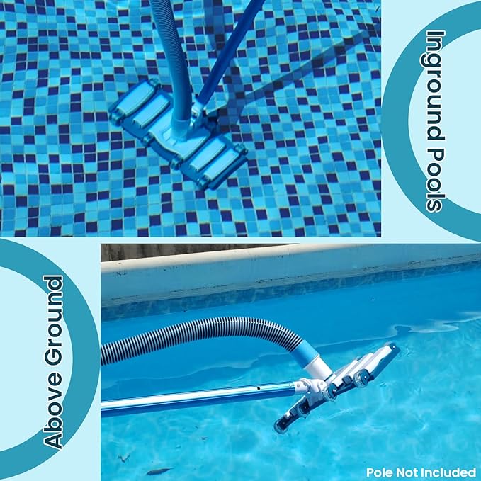 POOLWHALE Professional 1-1/2-Inch x 40-Feet Swimming Pool Vacuum Hoses and Weighted Rotatable Handle Vacuum Head with Wheels, Perfect for Above Ground and Inground Pools