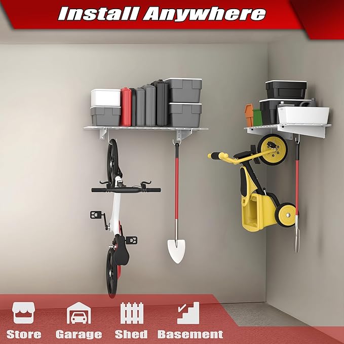 WALMANN 2 Pack Garage Wall Shelves, 45x15 inch Wall Mounted Storage Shelves