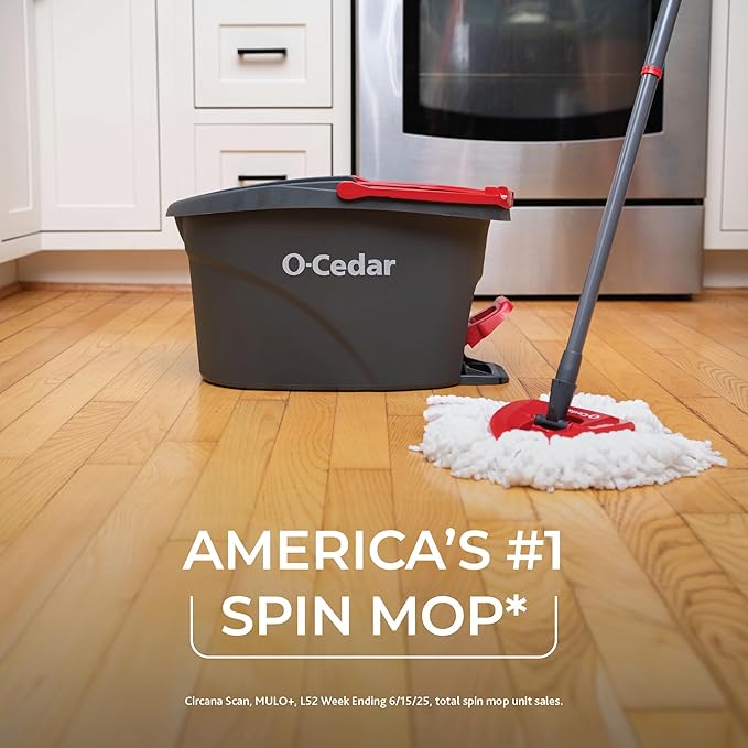 O-Cedar Sweep & Spin Mop Duo | EasyWring Mop + Strong Sweep Broom & Brush