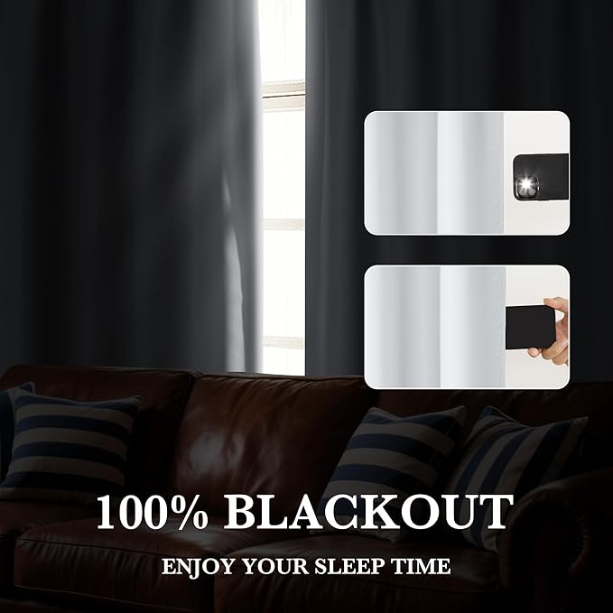 RYB HOME 100% Blackout Short Curtains