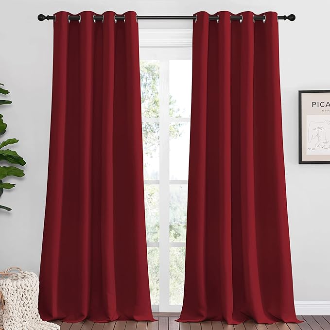 NICETOWN Burgundy Red Blackout Draperies Curtains