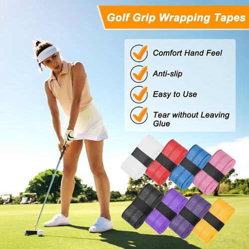 M METERXITY 3-Pack Golf Grip Wrapping Tapes PU Tennis Overgrip Grip Tapes Anti-Slip Sweat Absorbent for Golf/Racquetball/Badminton/Squash/Baseball Bat Handle Yellow