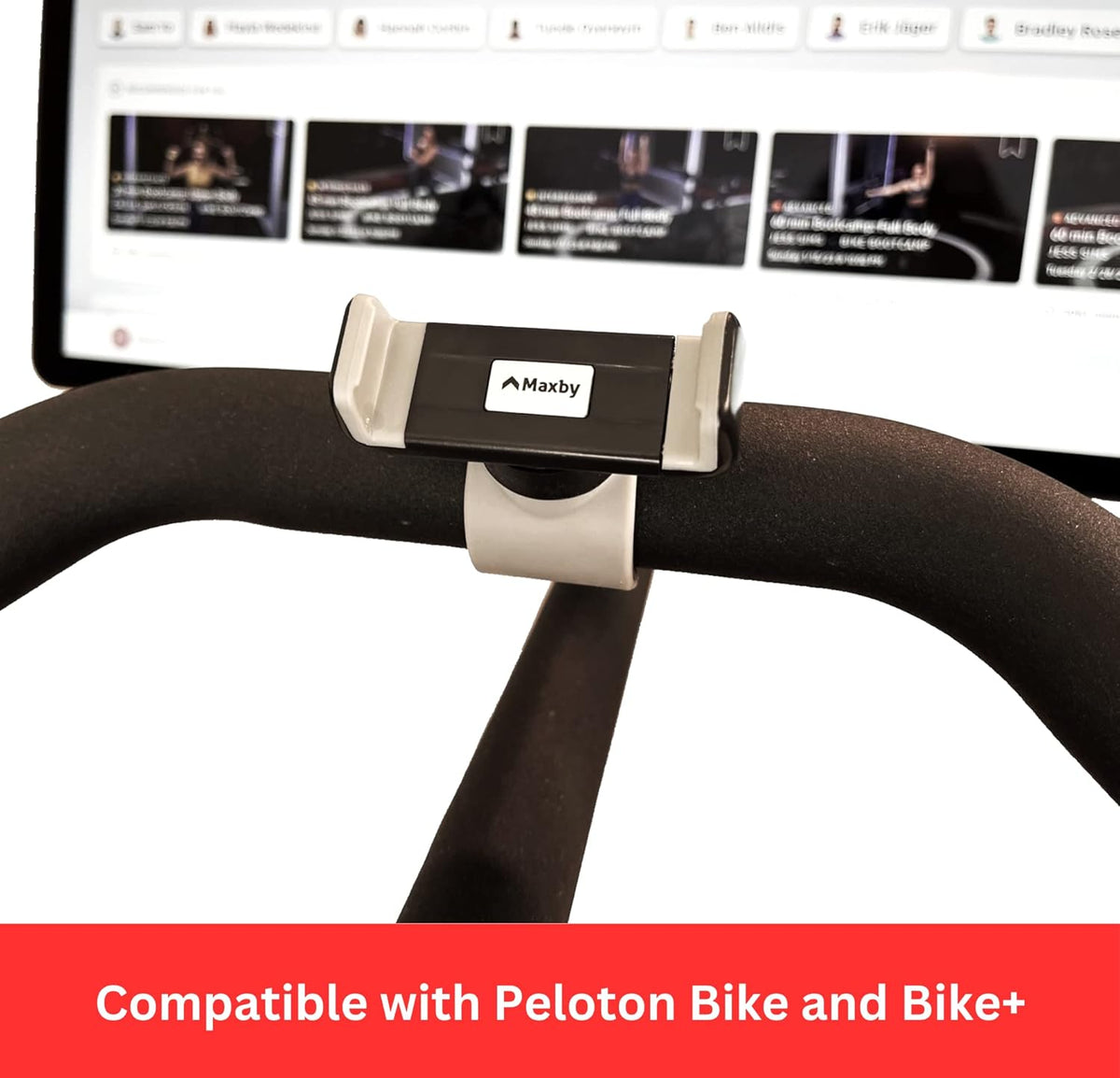 Peloton Phone Holder - Secure Fit & Easy One-Hand Operation - 360° Rotation for iPhone & Android