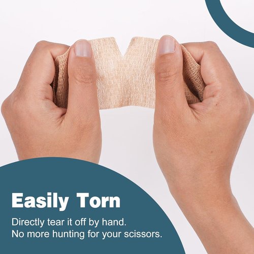 AZEN 40 Pack Self Adhesive Bandage Wrap, 2" X 5 Yards Elastic Cohesive Bandage Wrap, Skin Color Athletic Tape, Vet Wrap, Ankle Tape, Tattoo Grip Tape Wrap