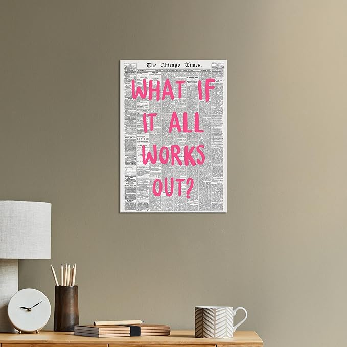 Liyark Retro Trendy Newspaper Canvas Wall Art 'What If All Works Out' Poster