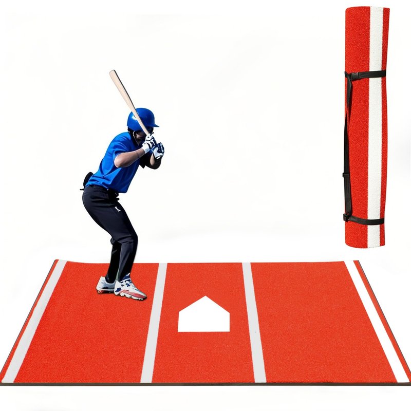 Qryovsa Thickened Baseball Hitting Mat 10ft x 5ft Home Plate Batters Box Turf Mat,0.4in Thick Waterproof Indoor/Outdoor Batting Cage Mat for Softball Pitching Mound, with Portable Carry Bag