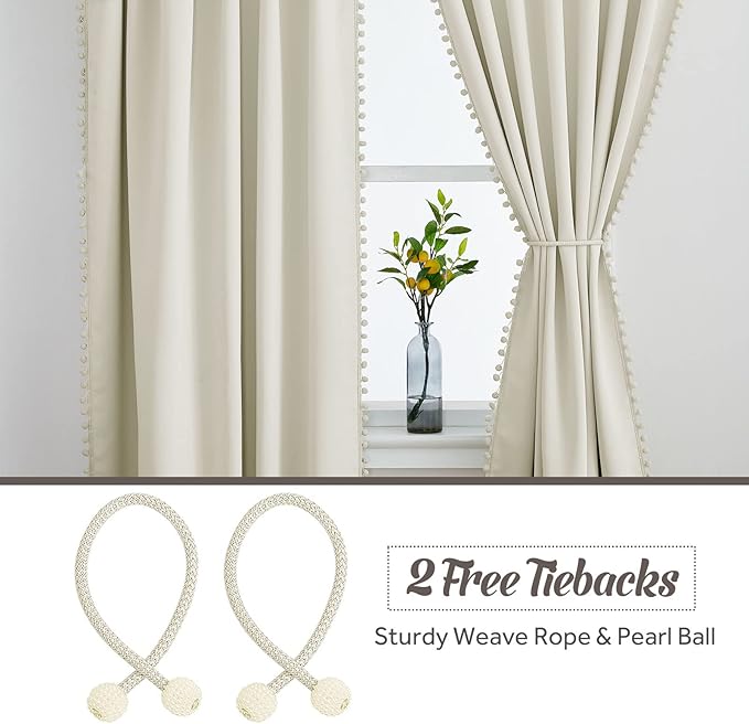 RYB HOME Bedroom Curtains 84 Inches Long Kids Curtains Blackout Window Drapes