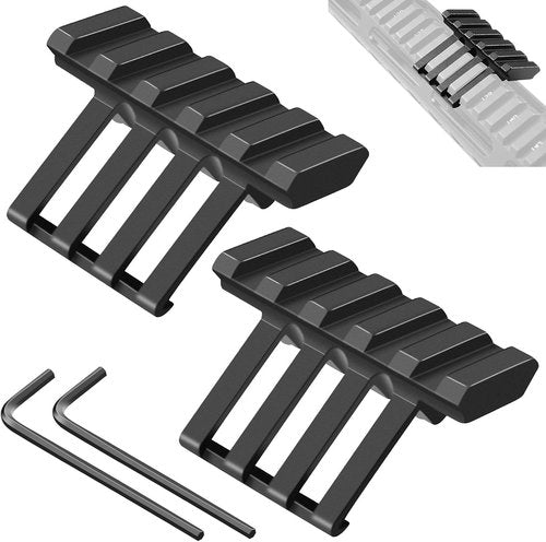 FENTUK Picatinny Offset Rail Mounts - 5 Slot 45 Degree Aluminum Adapter for Flashlight & Laser Sight (2 Pack)