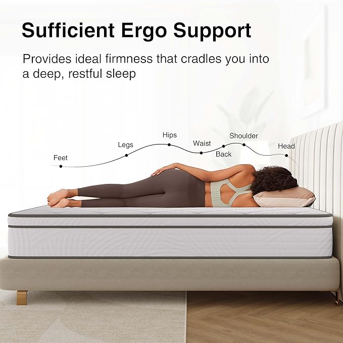 Novilla 14 Inch Queen Size Mattress, Hybrid Mattress Queen Size with Comfy Support, Bed Mattresses 14 Inch with Individual Pocket Springs for Motion Isolation & Pressure Relief, Certipur-Us Certified