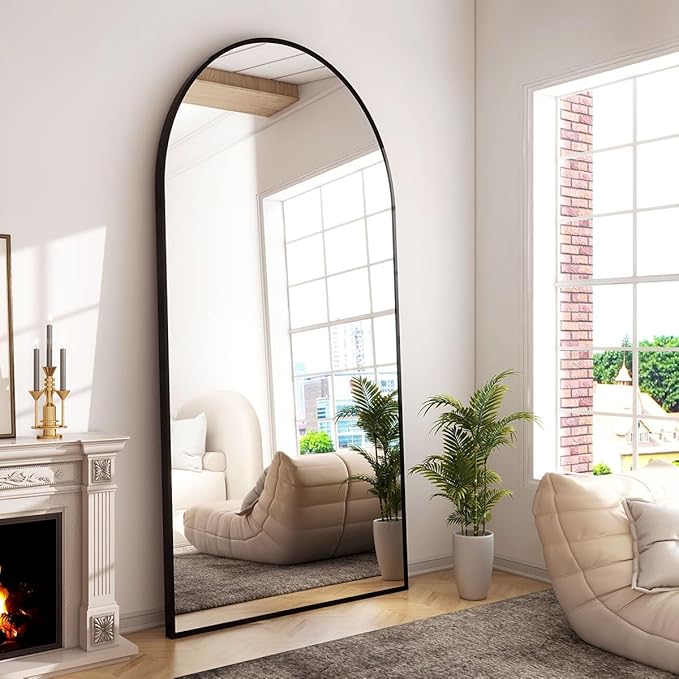 GLSLAND-34x76 inch Wall Mount Arched Full Length Mirror-Aluminum Alloy Frame