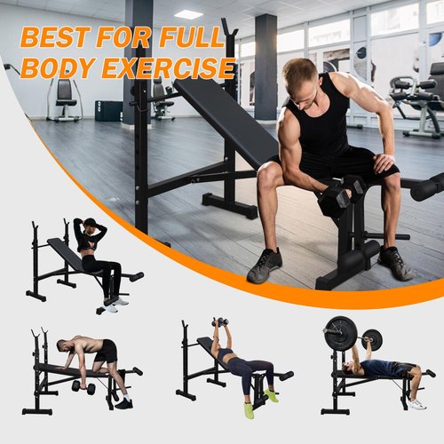 Olympic Adjustable Weight Bench Set,Bench Press With Squat Rack, Olympic Weight Bench for Home Gym, Workout Bench With Preacher Curl Pad and Leg Developer