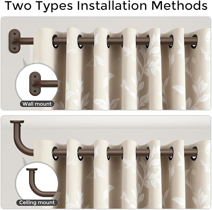 2 Pack Curtain Rods 32-46 Inch, Bronze Wrap Around Blackout Curtain Rods