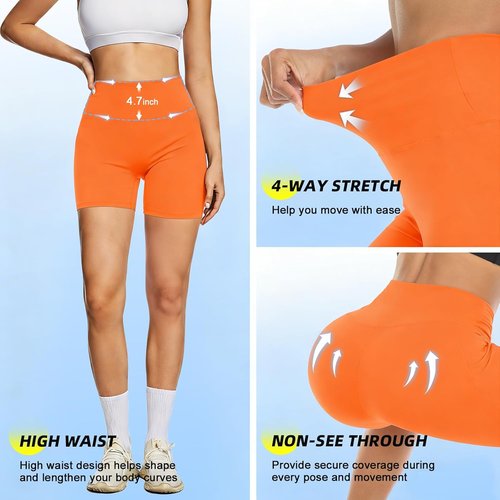 FULLSOFT High Waisted Biker Shorts for Women - Tummy Control Athletic Workout Yoga Shorts