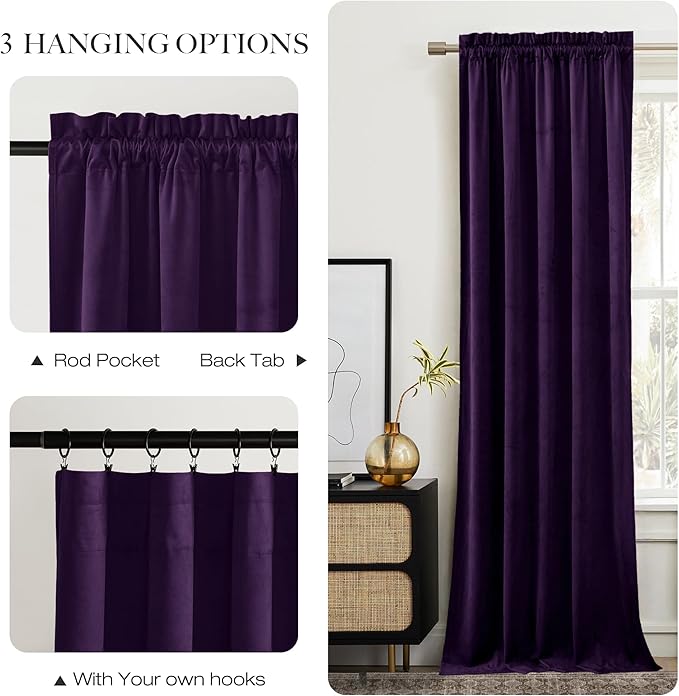 NICETOWN Purple Blackout Curtains