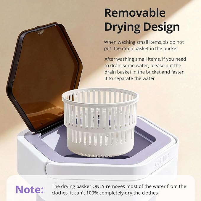 Portable Washing Machine, 16L Upgraded Mini Washer with Spin Basket Laundry Machine for Baby Clothes, Underwear, Socks; Ideal for Travel, Dorms, Camping (purple)