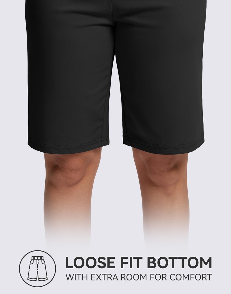 G Gradual Bermuda Shorts for Women with Pockets 10" Knee Length Womens High Waisted Long Shorts for Walking Athletic Workout(Black,L)