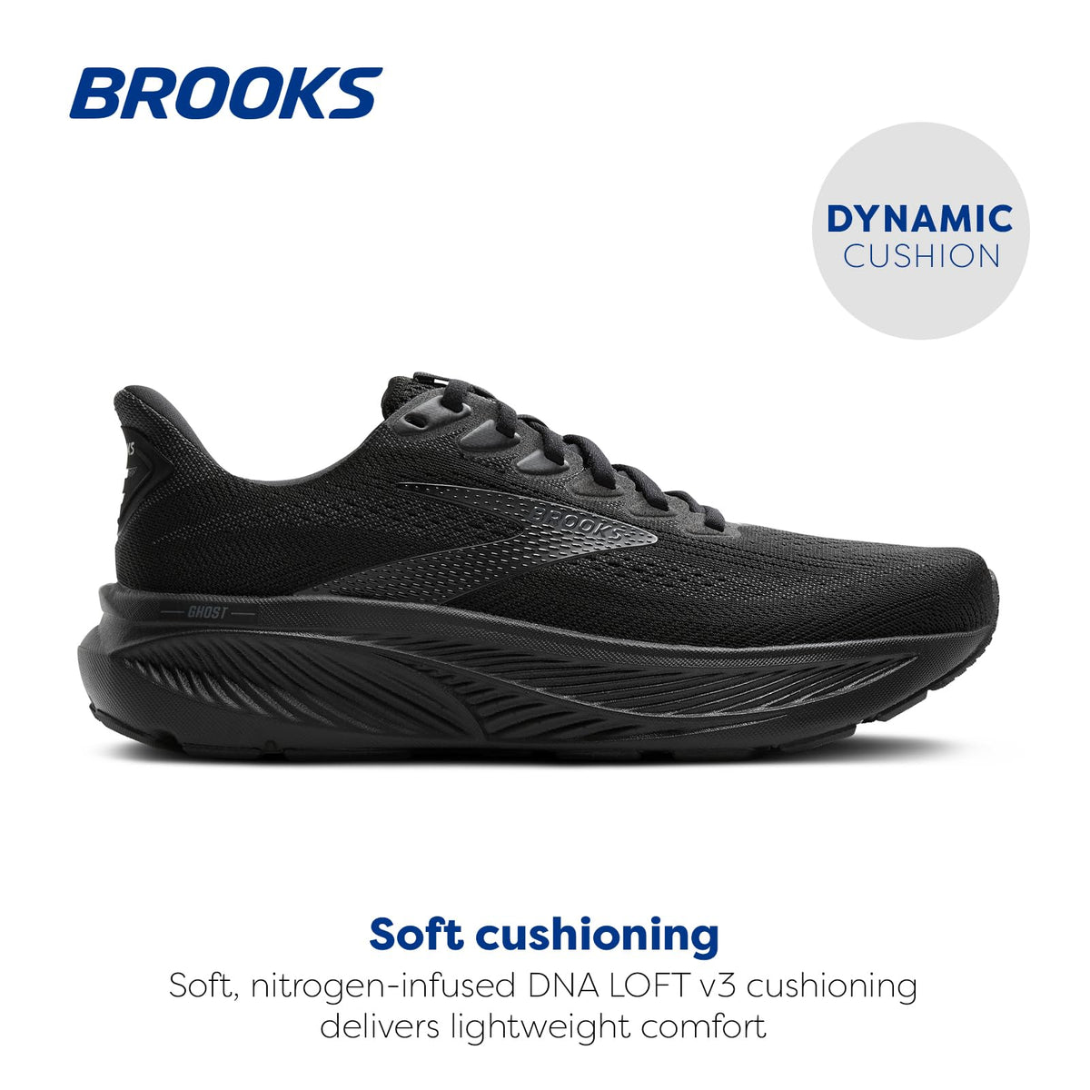 Brooks Men’s Ghost 17 Neutral Running Shoe - Black/Black/Ebony - 12.5 Medium