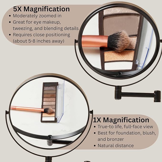 JERDON Wall-Mounted Magnifying Mirror