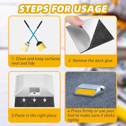 Gueevin 20 Pcs Adhesive Pads - Industrial Grade Glue for 4 Inch Road Reflector Markers | Durable Asphalt Tape