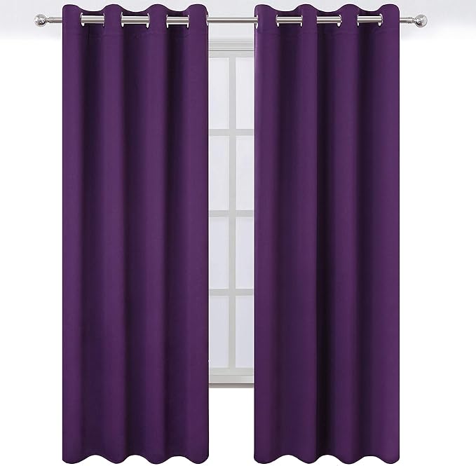 LEMOMO Purple Blackout Curtains 52 x 84 Inch Length/Set of 2 Curtain