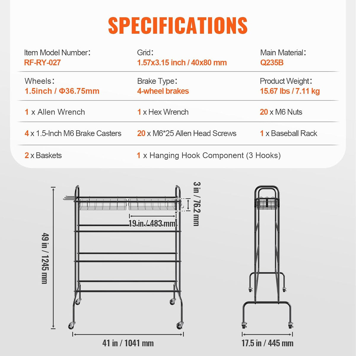 VEVOR Rolling Sports Ball Storage Cart - Lockable Basketball Cage & Organizer for Indoor/Outdoor Use