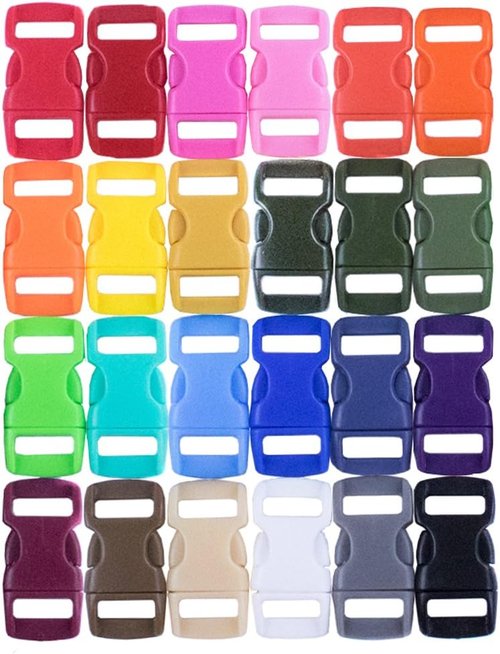Contoured Side Release Buckles - 3/8" Paracord - 5, 10, & 20 Pack - 30+ Colors