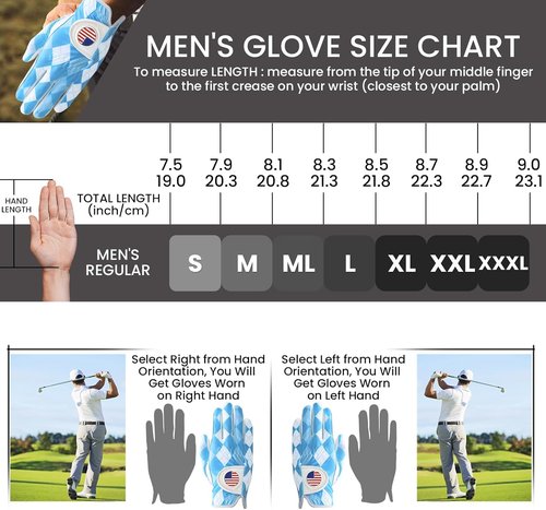 FINGER TEN Golf Gloves for Men - Stylish Patterns & Breathable Design | Comfortable All-Weather Grip, Sizes S-XL