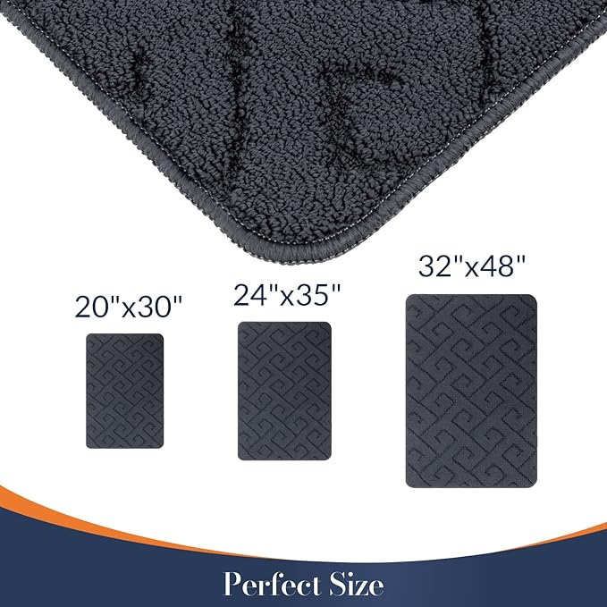 Walensee Indoor Doormat, Front Door Mat for Entrance (32"x48" Grey) Machine Washable Entryway Rug, Non Slip Trapper Door Rugs Absorbent Dirt Low Profile Shoes Scraper Inside Floor Mats for Entry