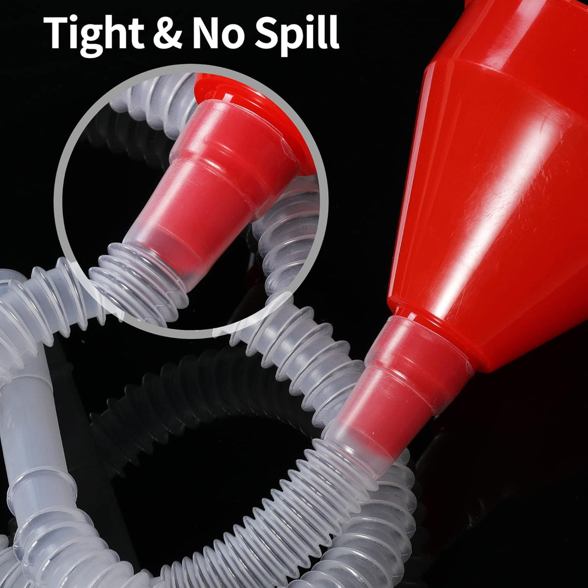 Small Flexible Fuel Funnel with Long Hose Plastic Wide Mouth Filling Funnel Car Funnel for Engine Oil Gas Fuel Gasoline Diesel Water Fluid Liquid Transmission Red Wide Diameter 3.15inch(1)