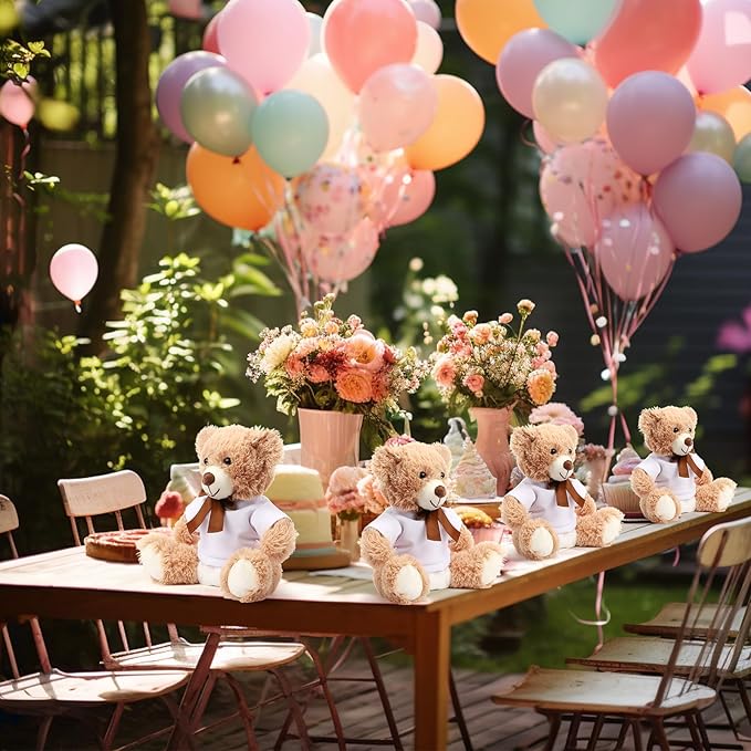 Soulchen 6 Set Bear Blindfolded Diaper Changing Baby Shower Games 14 Inch Bear Plushes with Dolls Diapers Bottles Shirts for Gender Reveal Bridal Shower Game Prize Gift Guest Adult(Khaki)
