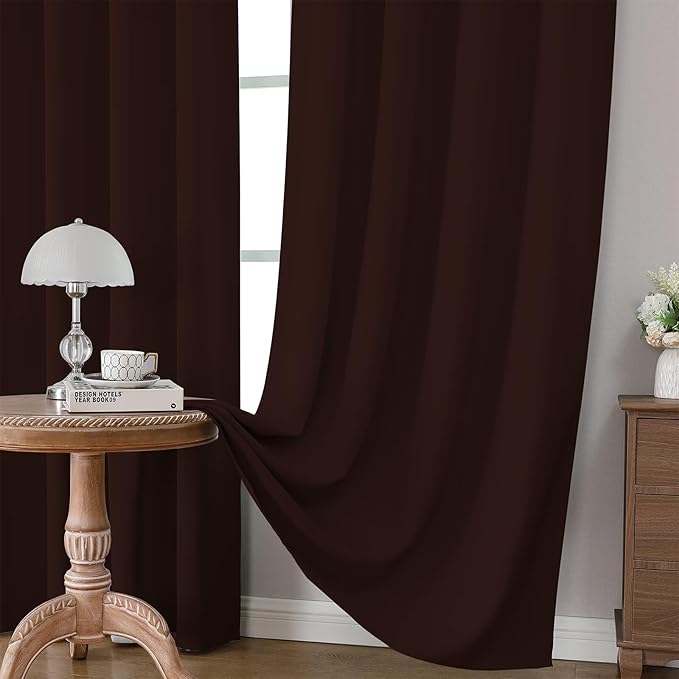 CUCRAF Blackout Curtains 63 inch Length 2 Panels Set, Rod Pocket Room Darkening