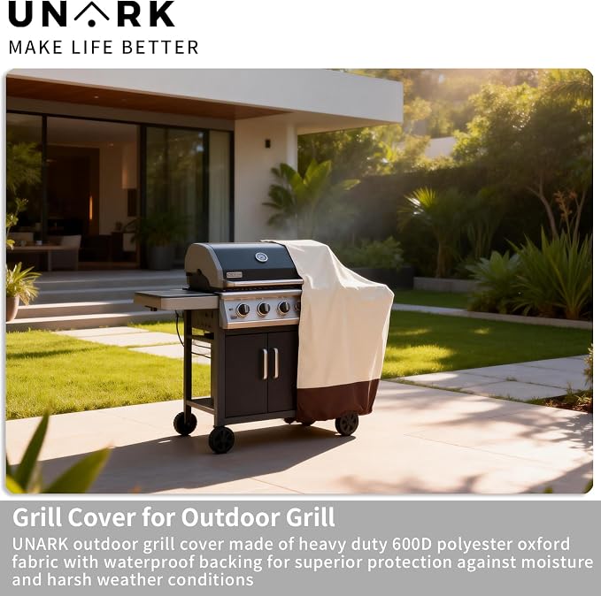 Grill Cover for Outdoor Grill 48 Inch for Weber Grill Covers Heavy Duty Waterproof BBQ Covers for Outside 48 Inch Weber Spirit 2 Grill Cover 48" L x 18" W x 42" H (Beige and Brown)