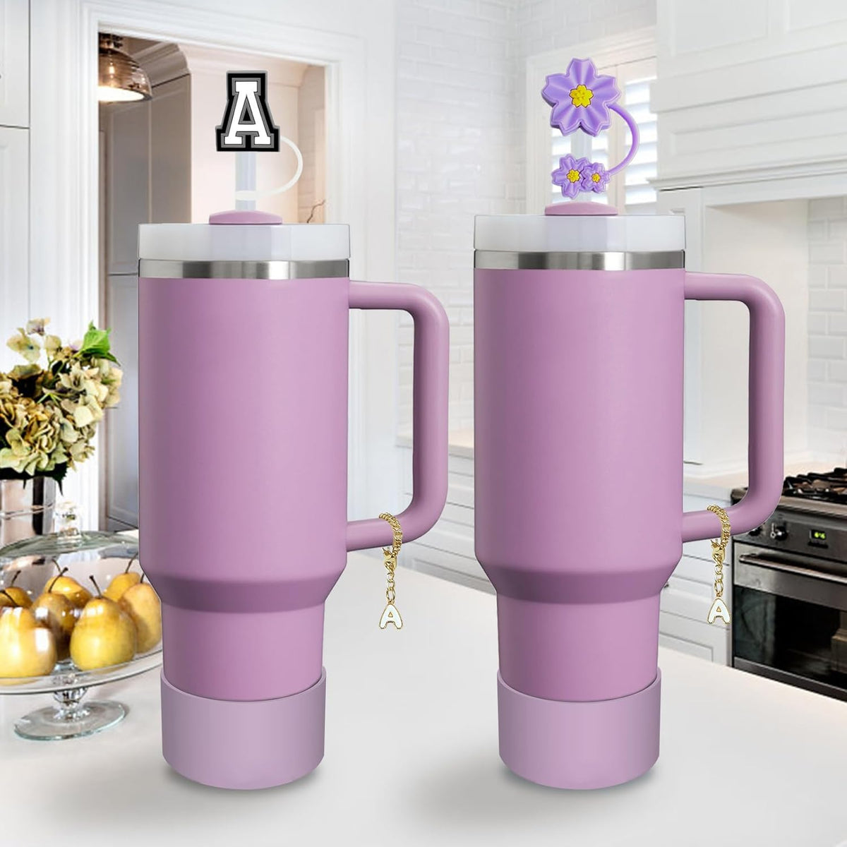 Stanley Cup Accessories Set - 3-Piece Silicone Spill-Proof Stoppers & Straw Covers for 40/30 Oz Tumblers