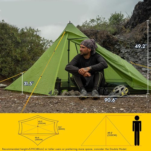 LANSHAN Ultralight Tent 3-Season Backpacking Tent for 1-Person or 2-Person Camping, Trekking, Kayaking, Climbing, Hiking