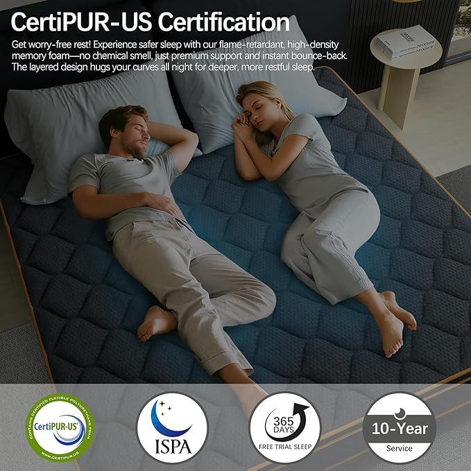 Queen Mattress- 10 Inch Hybrid Firm Support with Pocketed Coils & Cooling Gel Memory Foam | Orthopedic Back Pain Relief | Breathable | Queen Size Mattresses in a Box