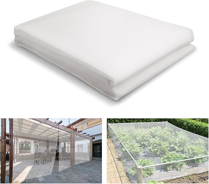 ANPHSIN Stronger Garden Mesh Netting - 10 x 12 ft PP Nanocomposite Bird Net Barrier, Mosquito Netting Screen for Outdoor Plants Vegetables Patios Balconies Terraces, Shading Rate 20% (White)