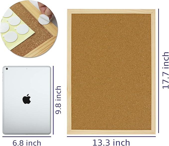 OWLKELA 17.7 X 13.3 Inch Cork Board Bulletin Board, Wall-Mounted Presentation