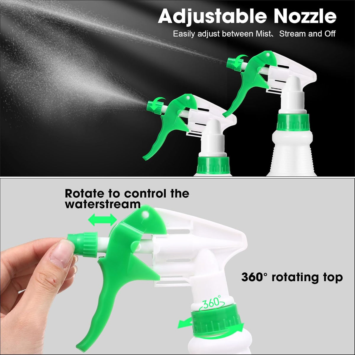 Eccliy 12 Pcs 16 Oz Plastic Spray Bottle, Adjustable Empty Reusable Sprayer for Cleaning, Planting, Water, Bathroom and Kitchen, BBQ, Commercial and Residential(Green,Original)