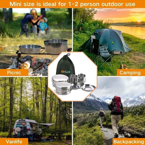 Backpacking Cookware Set - Mini Camping Mess Kit with Pot & Pan for Hiking