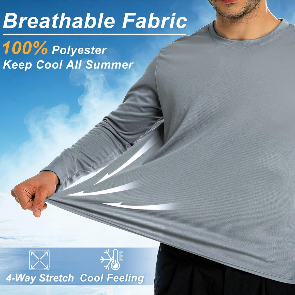 Skiennix Long Sleeve Rash Guard - UPF 50+ Sun Protection & Moisture-Wicking T-Shirt for Men