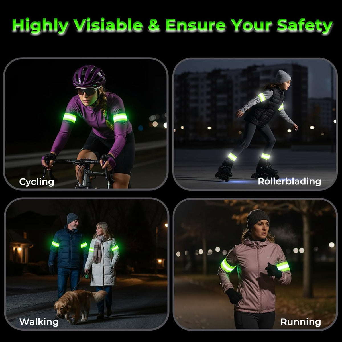 Skiennix LED Armband - Rechargeable & Adjustable Running Lights | High Visibility Safety Gear for Night Activities