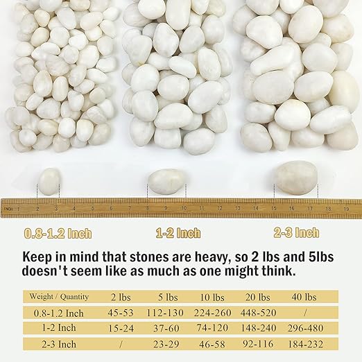 FANTIAN 10 lbs White Pebbles for Indoor Plants, 0.8-1.2 Inch Small White River Rocks Stones for Planters, Vases, Fish Tank, Garden, Landscaping, Top Dressing and Bottem Drainage